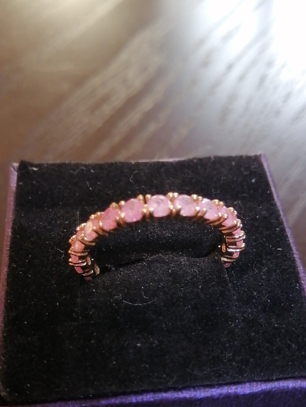 Gorgeous Pink Crystals Gold-Plate Eternity/Engagement /Promise Ring Size 10.5